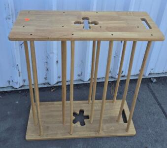 Light Wood 3-Tier Yarn or Quilt Rack with Handles and Decorative Cutouts, 26"x12"x24"