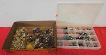 Large Mixed Lot Semi-Precious Gemstones, Quartz Geodes, Agate Slices, Beads & Jewelry Supplies