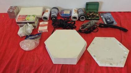 Hexagonal Ceiling Panels, Diamond Matches, Sewing Kit, Gym Lock, USB Cables, Mixed Lot