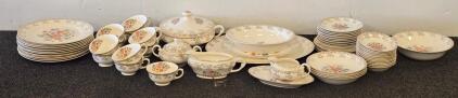 Vintage Fine China Dinnerware Set &ndash; 46+ Pieces, Floral Design with Gold Filigree Trim