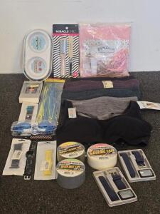 Mixed Lot: Smartwatch Bands, Packing Tape, Cable Ties, Women&rsquo;s Bras, Pet Dish, Diploma Kit (18pc)