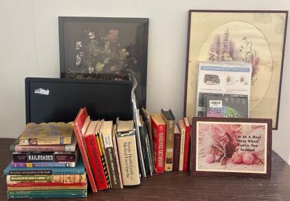 Dell Monitor, 3 Framed Art Prints, 15 Books, LED Strip Lights, Office Lot