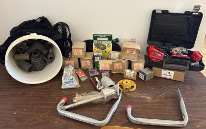 Porter-Cable 20V Cordless Drill Kit with Batteries, Charger, Case & Bulk Hardware/Plumbing Lot