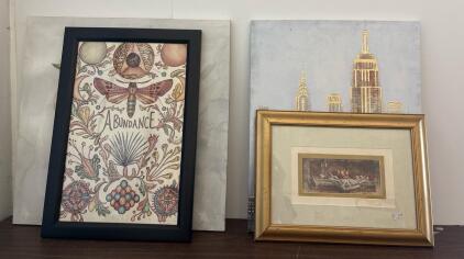 Gold Accented Canvas Art Set: Floral Perfume, Manhattan Skyline, Botanical & Still Life Prints, Framed