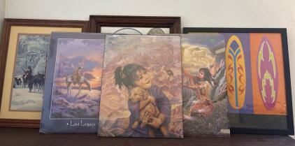 Framed Art Collection: Native American Prints & Abstract by Don E.
