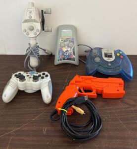 Retro Video Game Controller Lot: Dreamcast Performance, Konami Top Gun, Fishing, Philips, Light Gun