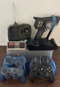 Mixed Lot NES, PlayStation, RC Futaba, ParkZone Controllers & Charger - Vintage & Modern