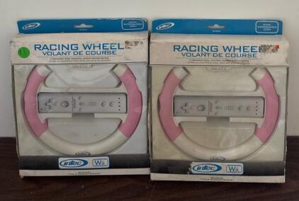 (2) Intec GS696 Racing Wheel for Nintendo Wii &ndash; White/Pink, Ergonomic Design