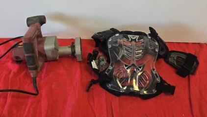 Chicago Electric Toe Kick Saw, 3-3/8" Blade, 6.6A, Fox Racing R3 Chest Protector