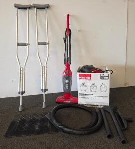 Shop-Vac 3.0 Peak HP Wet/Dry Vacuum 12L, Corded, Hose, Attachments, Box Both were tested and functioning and crutches