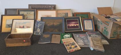 Vintage Art Print and Western Framed Paintings, Friends Magazines, VHS Tapes, Yearbooks