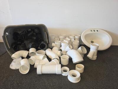Drop-In Bathroom Sink with Bundle of Mixed PVC & ABS Plumbing Fittings Assorted Sizes