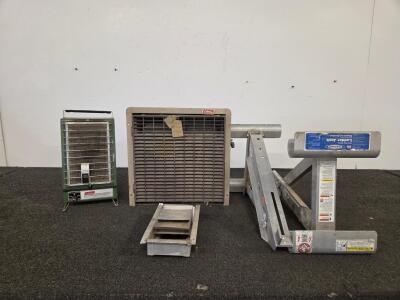 Coleman 3000-5000 BTU Propane Heater, Furnace Grilles, Werner Ladder Jack, RV Heating Lot (Unable to test heaters)