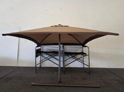 2 Ozark Trail Folding Camp Chair with 70" x 53" UV Umbrella, Side Table & Steel Frame