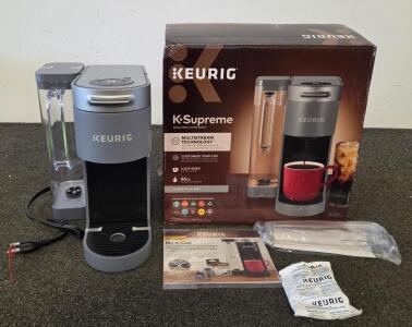 Keurig K-Supreme Single-Serve Coffee Maker, Grey, 66oz Dual Water Tank, 4 Brew Sizes, New in packaging