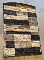 Mixed Lot: 3 Dark Mats, 1 Beige Mat, Abstract & Block Pattern Area Rugs, Curtains & Drapes Set - 6