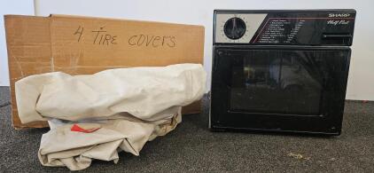 Sharp Half Pint Microwave R-4060, 400W, Compact 0.3 cu ft, 1985, Japan, w/ Glass Tray & Tire Covers (FN 5000 J)