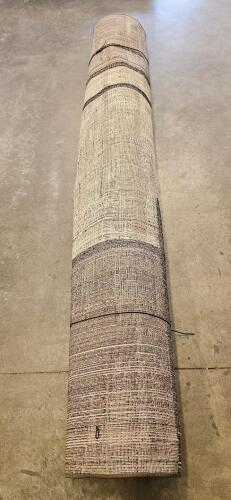 Large 8x10 ft Gray & Cream Area Rug, Synthetic Fiber, Abstract Stripe Pattern