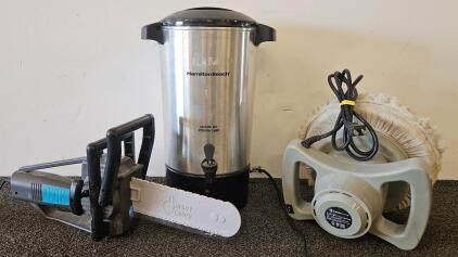 ProElite 10" Orbital Buffer Polisher, 3600 RPM, 120V, Corded, Model PE1030, Mighty Carver, Hamilton Beach Coffee Pot (all tested and work)