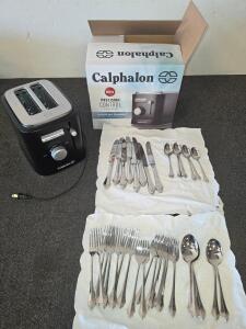 Calphalon Precision Control 2-Slice Toaster with Box & 40-Piece Stainless Steel Flatware Set (5000s Shelf A)