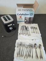 Calphalon Precision Control 2-Slice Toaster with Box & 40-Piece Stainless Steel Flatware Set (5000s Shelf A)