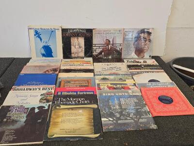 Lot of 24 Vintage LP Records &ndash; Johnny Mathis, Mormon Tabernacle Choir, Soundtracks, Easy Listening