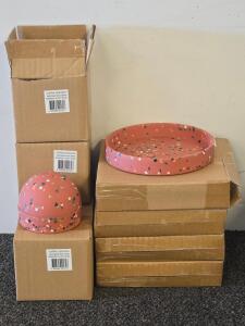 4 Capra Designs Keepsake Box Domes Terrazzo Dusty Rose with Matching Trays