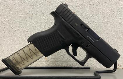 Glock 43 9mm Pistol, Austria, Striker-Fired, BKCR447, 3.41" Barrel, Aftermarket Clear Magazine