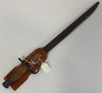 Japanese Type 30 Training Bayonet With Scabbard And Reproduction Leather Frog, Arisaka Compatible