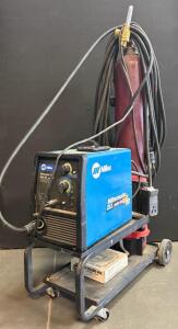 Miller Millermatic 211 Auto-Set MIG Welder With Cart And Gas Cylinder