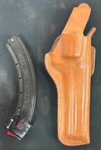 Bianchi 5BH Leather Holster For 4&rdquo; .38/.357 Revolver & Tactical Innovations TI25 25rd 10/22 Mag