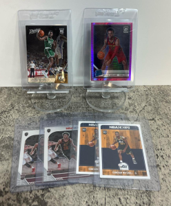 Jaylen Brown Prestige RC, Darius Garland Optic Holo, Garland & Mitchell Hoops Rookie Lot