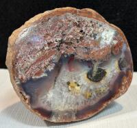 Polished Agate Slice And Open Geode With Quartz Crystals - 2