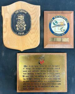 USS Chosin CG 65 & USS Enterprise CVAN-65 Military Plaques Set &ndash; Ship Crests & USMC Quote