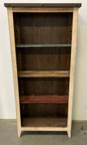 International Furniture Direct Antique Bookcase, Solid Pine, 70.75" H x 34" W x 15.25" D