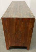 Rustic Wooden Media Console With 8 Drawers, Distressed Multitone Finish, And Cable Management - 4