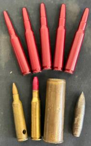 Assorted Dummy & Inert Ammo: 6.5 Carcano, 22-250, 12 Gauge, 7x57, A-ZOOM Snap Caps, 9 pcs