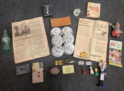 Vietnam memorabilia. Newspapers From 1969, Other Vietnam Brochures And Vintage Items. Dog Tags, Other Vintage Items. Vintage Ornate Silver Metal Trinket/Jewelry Box, Red Velvet Lining, Floral Scroll Feet, 1950s-70s