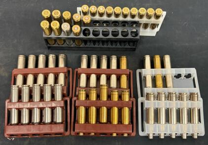Mixed Rifle Brass Cases - .300 Weatherby Mag, .375 H&H Mag, .458 Win Mag, Trays, Assorted Headstamps