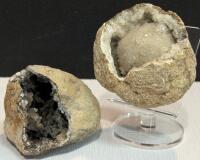 Spherical Quartz Geode Pair With Rare Double Core