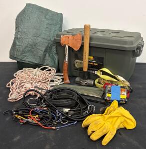 Plano Sportsman's Trunk Emergency Utility Kit w/ Estwing Hatchet, Truper Sledge, Straps, Ropes, Tarp