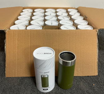 KOOLBREW Slim Kooling Can 12 oz Olive - Insulated Stainless Steel Slim Can Cooler qty:25
