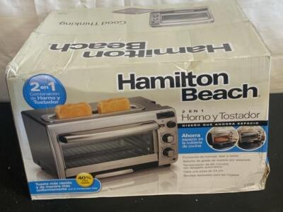 Hamilton Beach 31156 2-in-1 Oven & Toaster, 1450W, Stainless Steel, Fits 9" Pizza- New in Box
