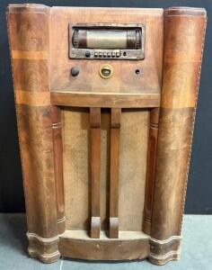 Vintage Airline Floor Console Radio With AM/Shortwave Bands And Tuning Eye
