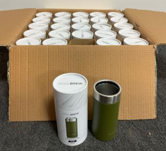 KOOLBREW Slim Kooling Can 12 oz Olive - Insulated Stainless Steel Slim Can Cooler Qty:25