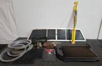 Classic Car Parts Lot: Radiator, Sliding Rear Window, Trim Rings, Firestik CB Antenna