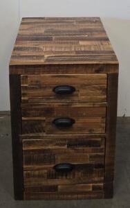 Rustic Solid Wood 3-Drawer Office Filing Cabinet With Black Handles, Stationary, Dovetail Joints