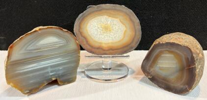 Polished Banded Agate Geode Specimens &ndash; Sliced & Nodule, Brazil/Mexico