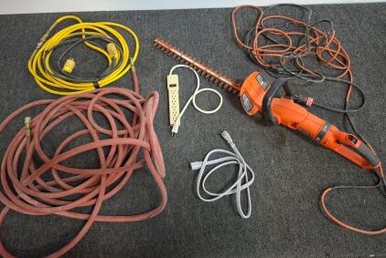 Black & Decker HH2455 Electric Hedge Trimmer, 24" Blade, 3.3 Amp Motor, ( Powered On) Includes Accessories