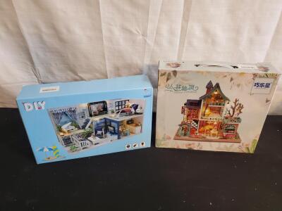 QIAOLEXING Jungle Secret Territory & DIY Coastal Miniature Dollhouse Kits with Lighting